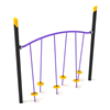 PGS028 - Single Post Tilted Lilly Pad Playground Bridge - Ages 5 To 12 Yr - Yellow, Purple, Black