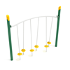PGS028 - Single Post Tilted Lilly Pad Playground Bridge - Ages 5 To 12 Yr - Yellow, White, Green