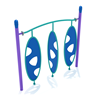 PGS030 - Single Post Triple Wing Playground Climber - Ages 5 To 12 Yr - Blue, Teal, Purple
