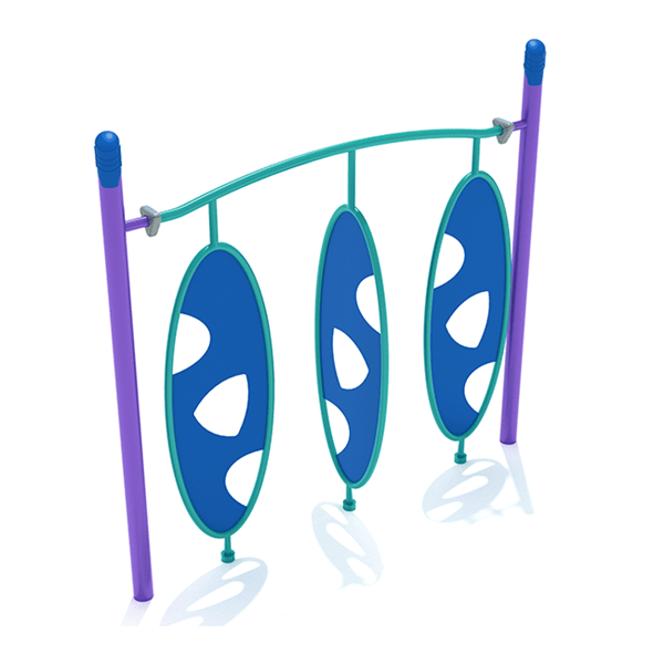 PGS030 - Single Post Triple Wing Playground Climber - Ages 5 To 12 Yr - Blue, Teal, Purple