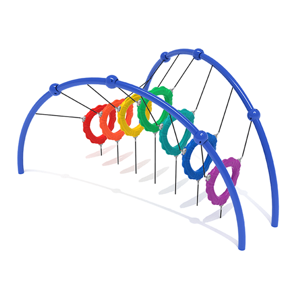 PFS045 - Floating Tunnel Playground Bridge - Ages 5 To 12 Yr - Rainbow, Blue