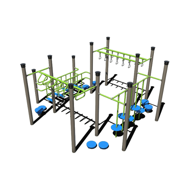 CW5-0089 - Super Square Playground Climbing Structure - Ages 5 to 12 yr - Front - Blue