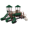 CW-0093 - Four Corner Commercial Grade Playground Equipment - Ages 2 to 12 yr - Front - Forest