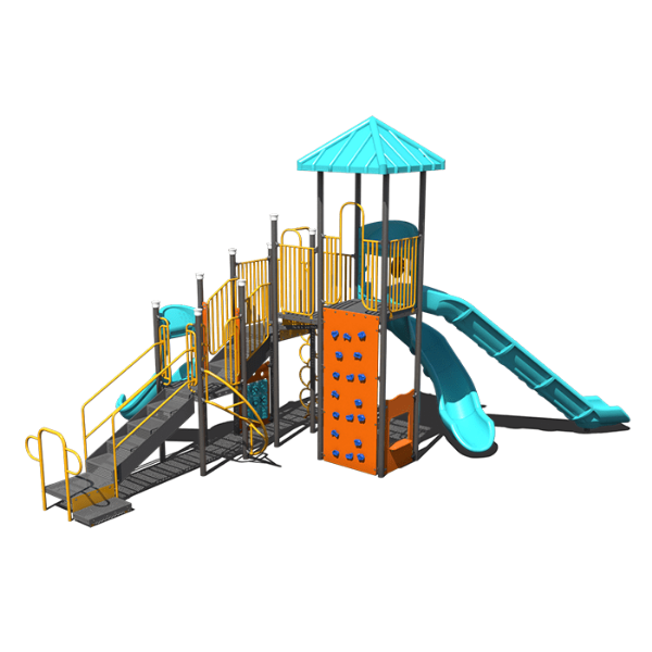 CW-0107 - Urban Heights Retreat Commercial Grade Playground Set - Ages 5 to 12 yr - Front - Orange