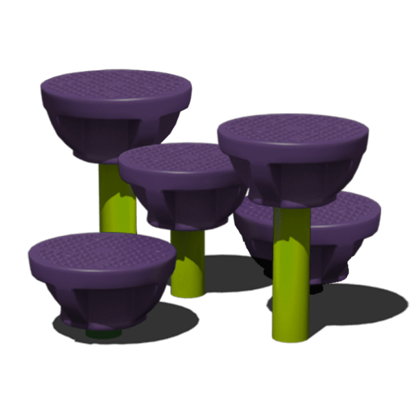 90021100XX - Lily Pad Walk Playground Stepping Stones - Five Pad - Ages 2 to 12 yr