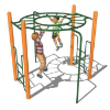 EFR0073XX - 360 Orbital Overhead Playground Free Standing Monkey Bars Ladder - Ages 5 to 12 yr - Green on Orange