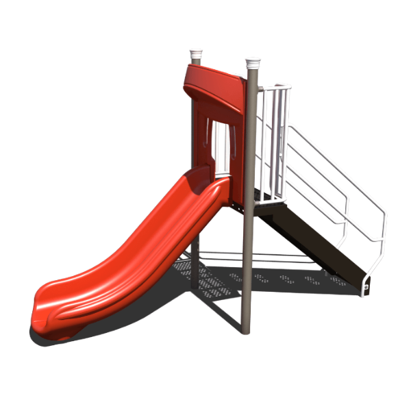 AFR0232XX -  Left Single Curve Freestanding Slide with 4’ Deck Height - Ages 5 to 12 yr