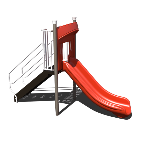 AFR0233XX - Right Single Curve Freestanding Slide with 4’ Deck Height - Ages 5 to 12 yr 