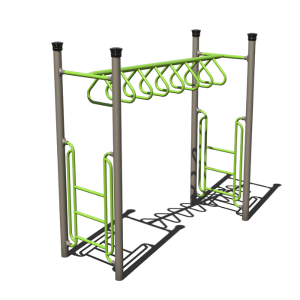 AFR0111XX -  Tri-Rung Overhead Playground Free Standing Monkey Bars - Ages 5 to 12 yr