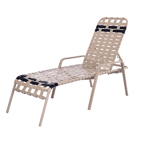 R165B  - Resort Crossweave 16 Inch Elevated Vinyl Chaise Lounge with Arms