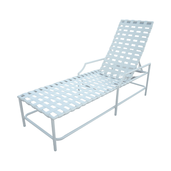 B-150 - Brazil Cross Strap Chaise Lounge with Arms - 14" Standard Seat Height