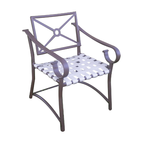 S-50CD - Sierra Cross Strap Patio Dining Chair with Metal Back