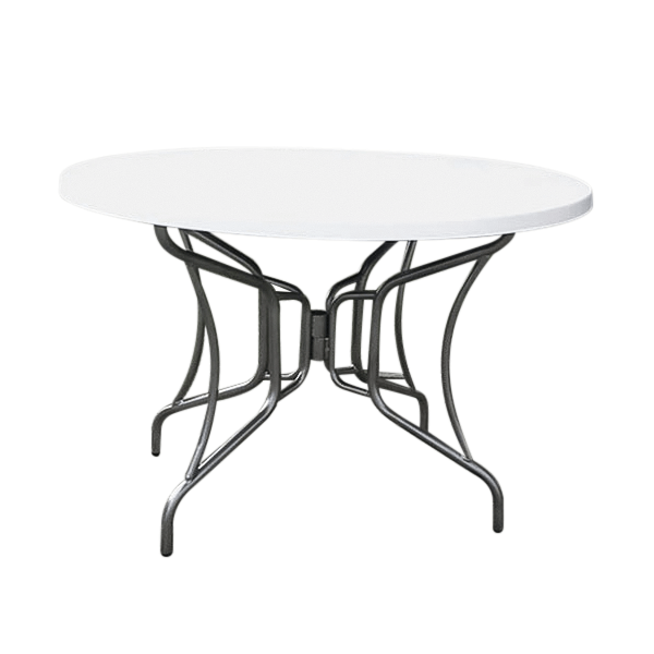 CA-42KDUF - Classic 42" Round Fiberglass Patio Dining Table with Collapsible Frame