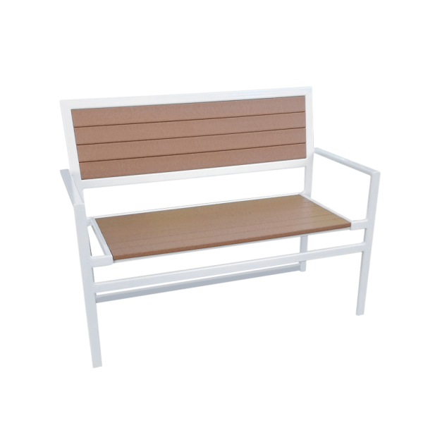 EW-255A - Eco Wood Stationary Recycled Plastic Slat Loveseat with Arms
