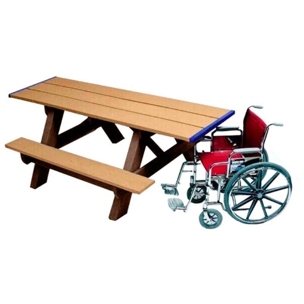 Cedar / Brown - 8 Ft. ADA Rectangle Recycled Plastic Picnic Table, 365 Lbs.