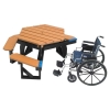 Cedar / Black - Hexagonal ADA Recycled Plastic Picnic Table with Attached Benches