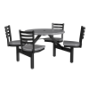 36 inch round Covey outdoor fiberglass Cluster Table with steel gray top and seats on black powder coated steel frame