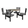 36 inch round Covey outdoor fiberglass Cluster Table with cappuccino top and steel gray fiberglass seats on black frame