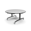 60 inch round PHilip mobile folding table with grey glace laminate surface and locking caster wheels