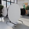 60 inch round PHilip folding cafeteria table with grey laminate top and heavy duty mobile base for indoor facilities