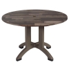 Atlanta 42 inch round molded melamine dining table with wood-look top and commercial resin pedestal base