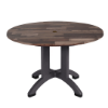 Atlanta 42 inch round molded melamine dining table with wood-look top and commercial resin pedestal base