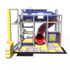 Angled view of submarine indoor playground with elevated platforms and enclosed tube slide