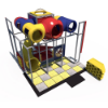 Explorer’s Hub indoor playground front view with multi-level climber, crawl tunnels, and activity panels