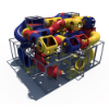 Overhead view of Tunnel Tangle indoor playground with extensive tunnel maze, multiple slides, and multi-level platforms