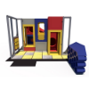 Cube Quest indoor playground front view with crawl tunnels, cube play panels, and enclosed play structure