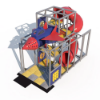 Jet Stream indoor playground front view with jet cockpit play feature, enclosed spiral tube slide, and multi-level climbing structure