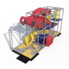 Wave Rider indoor playground front angle with enclosed red tube tunnel, yellow slide exit, multi-level platforms, and safety flooring