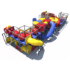 Side view of Fantasy Field indoor playground featuring spiral tube slides, enclosed tunnels, elevated platforms, and commercial play structure design