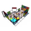 Angled view of Two-Tone Tot Treasure indoor playground featuring toddler slide, padded platforms, interactive panels, and colorful soft play elements IP23151A