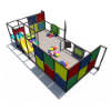 Side view of Two-Tone Tot Treasure indoor playground highlighting toddler slide, soft play flooring, foam blocks, and enclosed safety frame design IP23151A