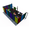 IP23151B indoor playground layout with enclosed safety frame, soft play obstacles, and colorful activity panels for toddlers