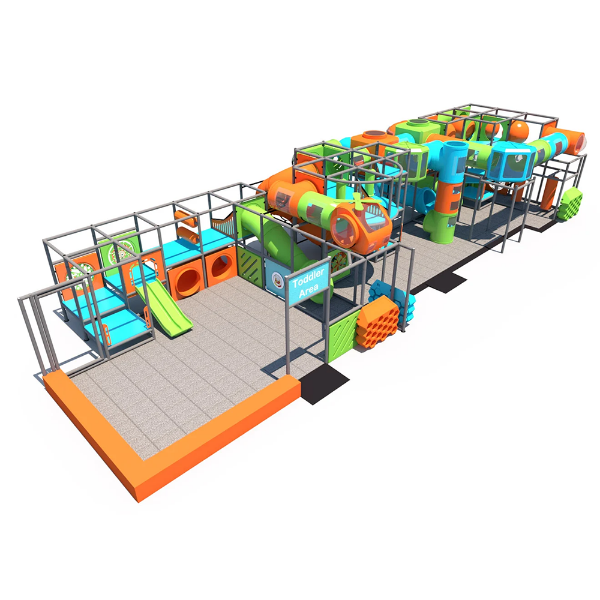 IP23153 indoor playground with tube tunnels and slides in large commercial play structure