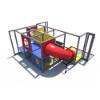 IP23154 indoor playground system with enclosed tube slide, elevated platforms, and climbing play features
