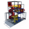 Rear view of indoor playground structure with spiral tube slide and elevated platforms IP23158