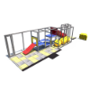 Indoor playground with straight slide, crawl tunnel, and ball play obstacles in linear layout IP23159