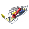 Rear view indoor playground showing enclosed tunnel slide and climbing platforms IP23159