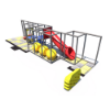 Elevated perspective indoor playground with ball obstacles, crawl tunnel, and slide IP23159