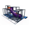 Commercial indoor playground equipment with curved tube slide and climbing structure side view IP23160