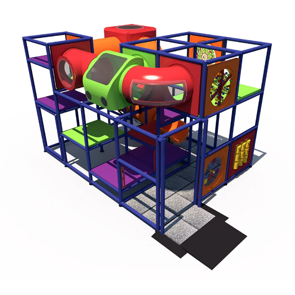 Puzzle Path commercial indoor playground with crawl tunnels, activity panels, and elevated play decks IP23163