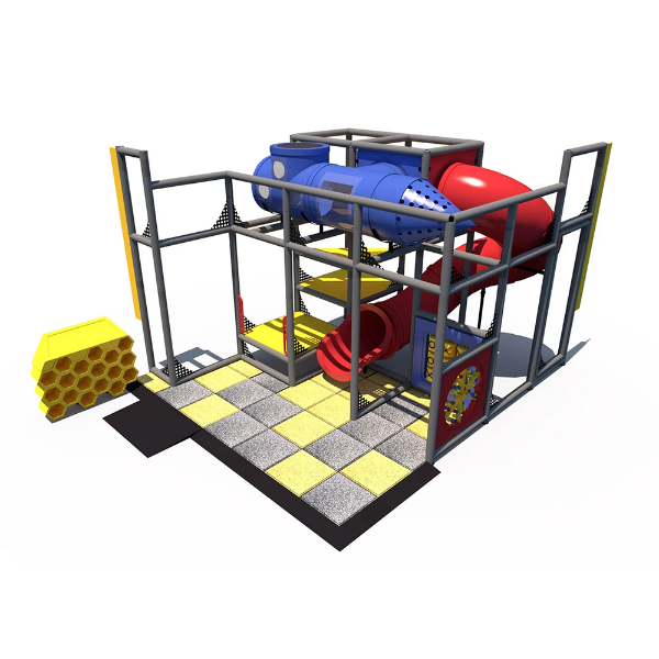 Submarine Summit indoor playground with enclosed crawl tubes, slide, and activity panels for commercial play areas IP23165