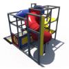 Commercial indoor play structure with tunnel connectors, multi-level decks, and interactive play panels IP23165