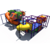 Commercial indoor play structure with tube connectors, slides, and multi-level platforms for active play IP24102