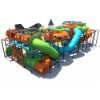 Space-themed indoor playground with interconnected tunnels, slides, and climbing areas for kids IP24103