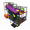 Space-themed indoor playground featuring rocket tunnel, climbing structure, and crawl tubes for children IP24104