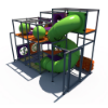 Rear view of indoor playground with spiral tube slide, crawl tunnels, and multi-level play structure IP24104